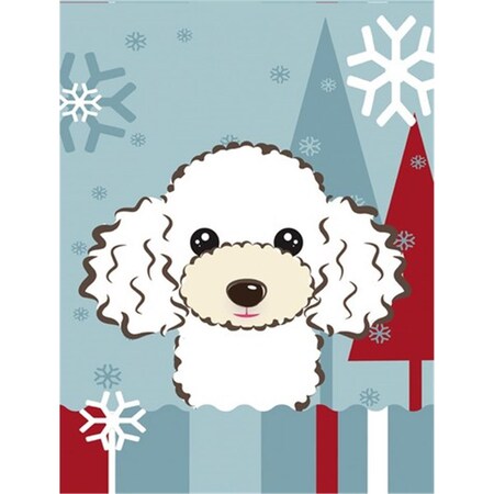 Carolines Treasures Winter Holiday White Poodle Flag Canvas House Size BB1753CHF